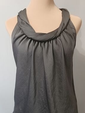 Talbots Silky Satin Twisted Halter Top Green Petite 2 P | Resort Vacation